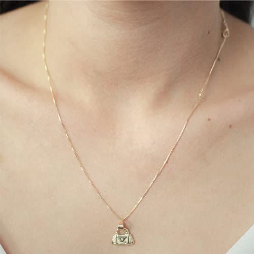 Colar com pingente de bolsa folheado em ouro 18k