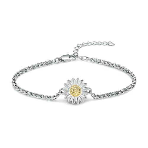 Bracelet urne funéraire tournesol pour cendres de femme et fille