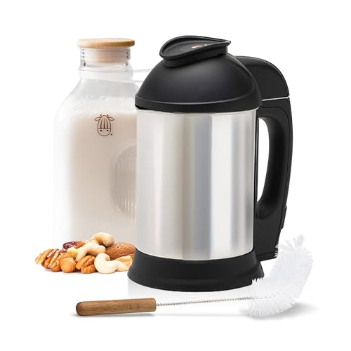 Almond Cow Nut Milk Maker Essentials Bundle - Includes Plant-Based Milk Maker, 60 fl oz Glass Pitcher with Lid & Spout, and 13” Cleaning Brush - DIY Nut Milk, Perfect Accessories for Homemade Nut Milk