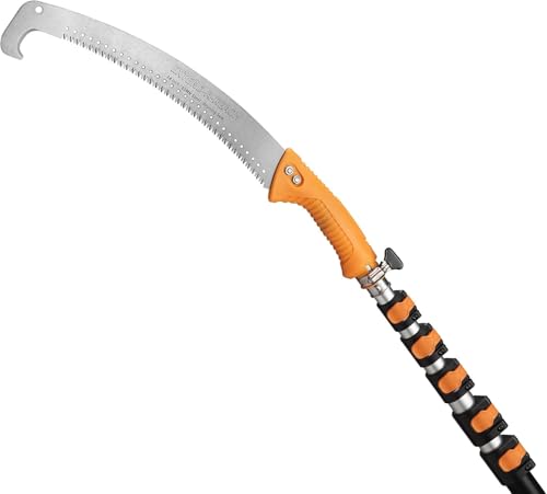 5-24 ft Pole Saw for Tree Trimming // Manual Telescopic Long Pole Tree Trimmer // Tree Trimming Saw with Extension Pole // The Ultimate Telescoping Palm Tree Pruner Long Pole Saw