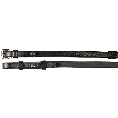 HORZE Laelia Leather Reins with Stops - Black - Horse