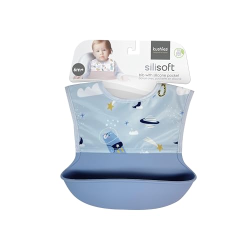 Kushies Silisoft Bib, Waterproof Top with Soft Silicone catch all pocket for Babies and Toddlers3