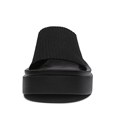 Athlefit Women's Slip On Platform Sandals Comfortable Open Toe Flatform Chunky Black Sandals Size 8 #TOP3