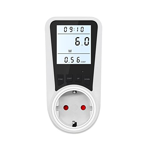 Rhorawill Stromzähler für Steckdose, Strommessgerät Steckdose mit LCD-Bildschirm Hintergrundbeleuchtung, Überlastsicherung 3680W Stromverbrauchsmesser Energiekostenmessgerät mit 7 Überwachungsmodi Cover