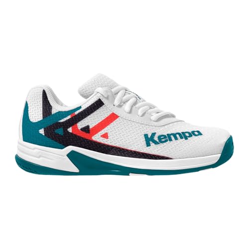 Kempa Jungen Unisex Kinder Wing 2.0 Junior Handball-Schuhe, weiß/rot/schwarz, 32 EU