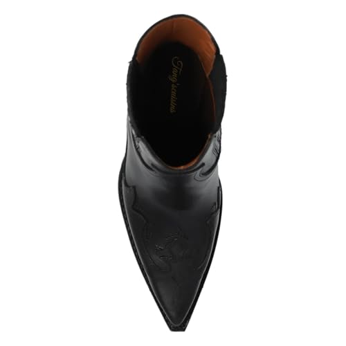 Tang'scuisins Women Pointed Toe Platform Chelsea Boots Pull on Mid Chunky Heels Fashion Dressy Work Ankle Boots Size 4-16 US4