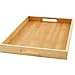 Bandeja Retangular Com Alça Para Servir Café da Manhã Mesa Posta MDF E Bambu Grande Decorativa Multiuso 33x22x3cm