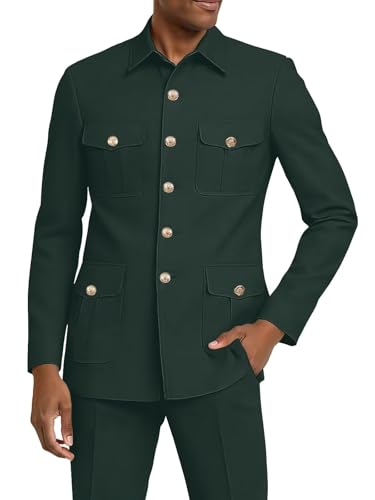 Men's Chinese Suit 2 Piece Chinese Traditional Stand Collar Slim Fit Wedding Suit Front Button Blazer Pant Set