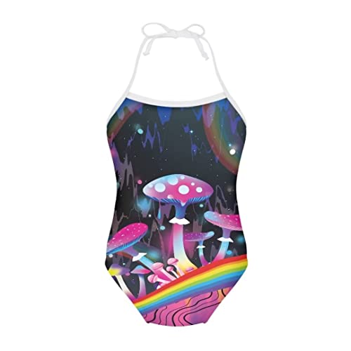 Image of Pinupub Girls One Piece Swimsuit Off Shoulder Halter Neck Cute Fashion Hawaiian Tropical Bathing Suit