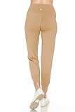 Leggings Depot ActiveFlex Jogger Yoga Pants Athletic Sweatpants (Full Length, Khaki, Medium)