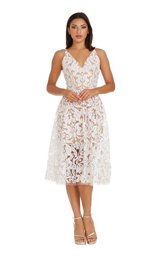 Dress the Population Womens Blair Plunging Fit and Flare Midi Dress2