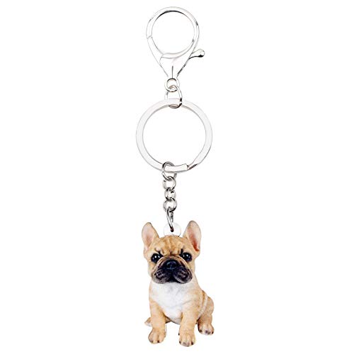 WEVENI Acrylic French Bulldog Keychain Pet Keyring Jewelry For Women Girl Bag Car Wallet Charms4