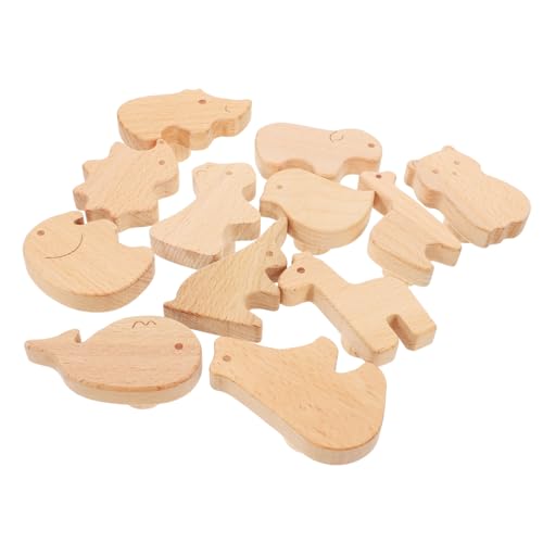 KONTONTY 12pcs Wooden Animal Shape Drawer Knobs Decorative Kids' Room Pull Handles for Dresser Cabinets and Safely Designed for Toddlers