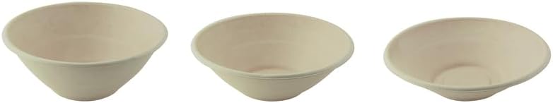 PacknWood Round Brown Sugarcane Bowl | Disposable bowls | Sugarcane Fiber Biodegradable | Bowls take away food containers meal prep food storage Eco-friendly- 24oz (D: 7.7in H: 2.5in) - 250 pcs