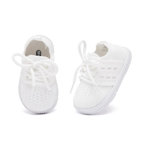 Image of BMCiTYBM Baby First Walking Shoes Boys Girls Infant Sneakers Breathable 6 9 12 18 24 Months White Size 6-12 Months Infant
