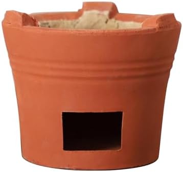 Portable Clay Charcoal Stove - Multifunctional Wood Burning Camp Grill for Outdoor Cooking, Picnics, Tea Making & Home Use (9x7.5in / 23x19.5cm)