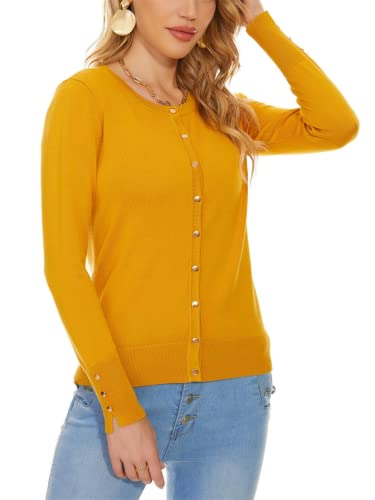 Image of Spicy Sandia Womens Cardigan Sweaters Lightweight Button Up Crewneck Dressy Casual Trendy Spring Sweater Jackets