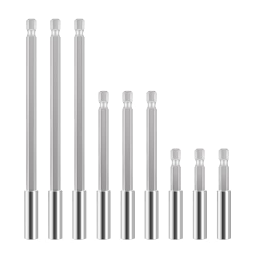 Portapuntas Magnético 9pcs Portapuntas de Taladro Eléctrico 1/4 Pulgadas Puntas Atornillador Imantadas 50/100/150 mm para Mayoría de Taladros Eléctricos