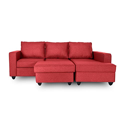 Image of Wakefit Sofa Set | 3 Year Warranty | Sofa 2 Seater, 2 Seater Sofa for Living Room, Wooden Sofa Set, Couch Sofa for Living Room, Sofa for Living Room - Napper(Omega : Red)