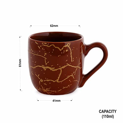 Image of DATA Manu Mugs with Metallic Design, Pack of 6 | Coffee Mugs (Brown)