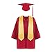 3-9 Boys Girls Student Graduate Long Shirt Gown+ Hat+ Stole 3-piece Set Pupil Kids School Graduation Dress Outfit