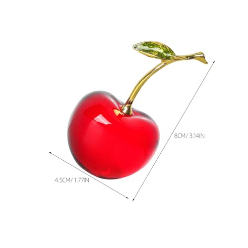 Figurine cerise en verre rouge (2 pièces) de qualité transparente pour table