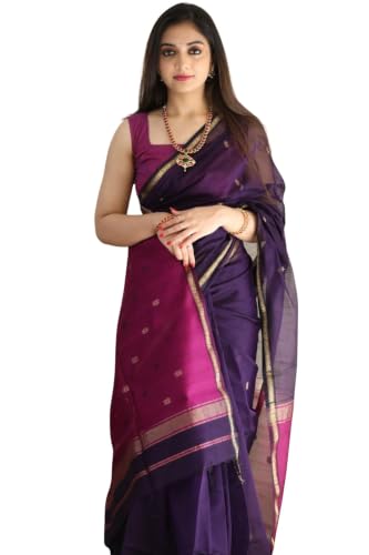 Image of SGF11 Women's Kanjivaram Soft Cotton Linen Silk Saree With Blouse Piece