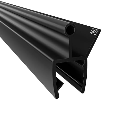 WAKA Premium Pro-W Porte douche et Lèvre Douche Joint de Douche Optique Noir Joint de Porte en Verre 8-10mm 200cm pour Cabine de Douche et Porte Douche Compatible avec une barre