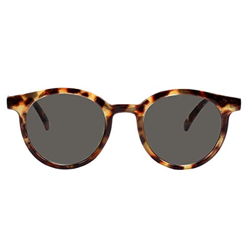 Poxas Round Sunglasses Vintage UV400 Protection for Women Outdoor Glasses Tinted Lens (Leopard/Grey)