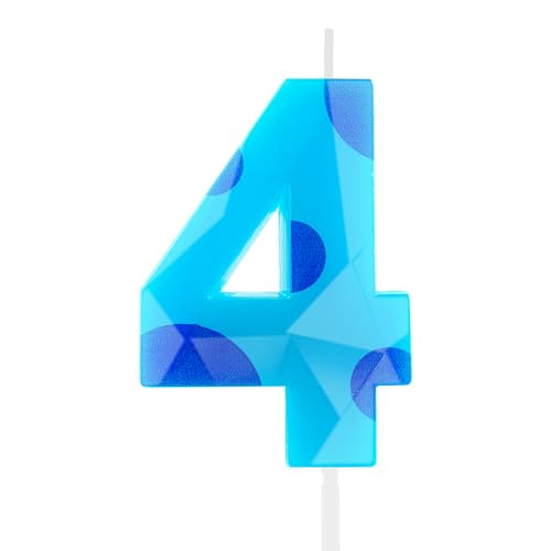 Hongplus 3D Blue Monster-Theme Birthday Candles for Cake, Number 4 Candle, Birthday Cake Candles for Boys Girls Number Birthday Candles Baby Shower Monster Party Decorations Supplies