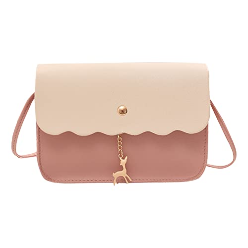 Bolsa de mensajero para mujer, a juego, a la moda, con diseño de ciervos, de encaje, para teléfono móvil, cartera de trabajo, para mujer, rosa, Talla única