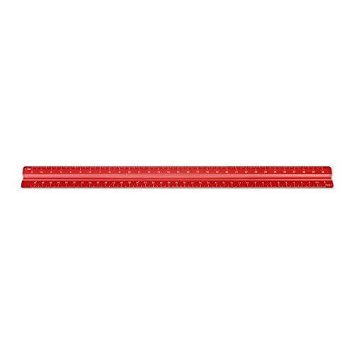 Image of Alumicolor Aluminum Mechanical Metric Solid Drafting Scale, 30 Centimeter, Red