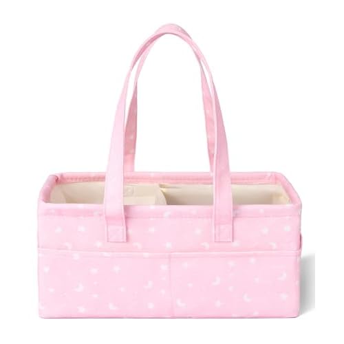 Mr. Pen- Baby Diaper Caddy Organizer, Pink with Star Pattern, Portable Car Caddy for Changing Table and Nursery