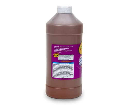 Image of Crayola Washable Tempera Paint For Kids, Brown Paint, Classroom Supplies, Non Toxic, 32 Oz Squeeze Bottle