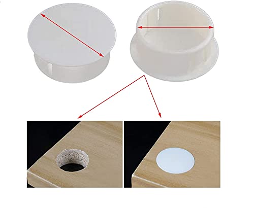 Image of Heyiarbeit 50pcs Hole Plugs 5 /16 inch / 8mm Nylon Plastic Round Snap in Type Locking Hole Tube Furniture Fencing Post Pipe Insert End Caps White Tone