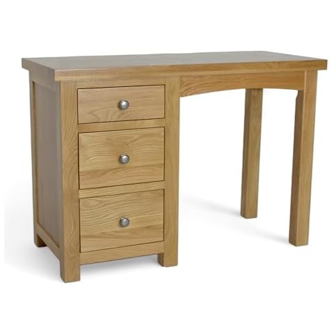 GROF Solid Oak Dressing Table with 3 Drawers Cover