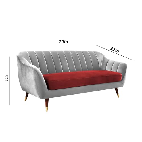 Image of Atticus 3+2 Seater Sofa Set for Living Room (Maroon Grey Colour) Premium Fabric Sofa