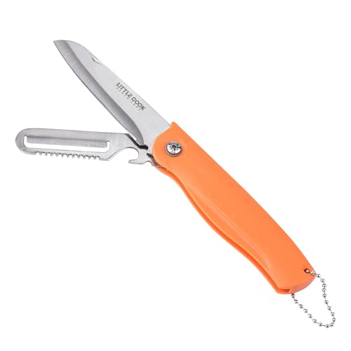 Travel Pocket Paring Knife Fruit Knife Peeling Vegetable Peeler Folding Foldable Multi Function Small Portable Bottle Opener for Kitchen Traveling Camping Outdoor Stainless Steel Plastic 2 Blade