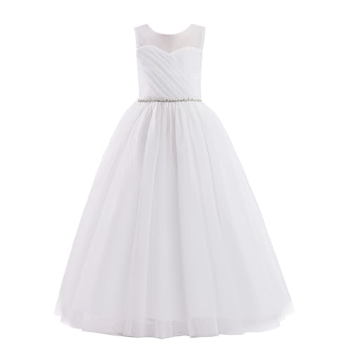 Glamulice Flower Girl Wedding Dress Tulle Long A Line Holiday Birthday Party Ball Gown Girls Formal Pageant Maxi Dresses