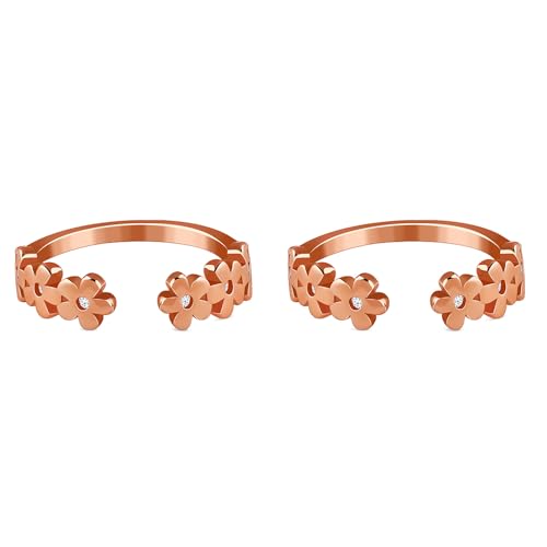 Image of GIVA 925 Silver Rose Gold Ragini Pushp Toe Rings|Toe Rings for Women and Girls | With Certificate of Authenticity and 925 Stamp | 6 Month Warranty