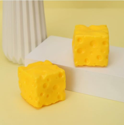 Cheese Squishy Stress Relief Toy Large Yellow Cube Block Slow Rising Sensory Squeeze Toy for Adults Office Desk Fidget Toy for Anxiety Relief Soft Foam Bread Venting Toy (Yellow-1.96in)