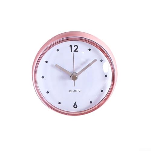 Reloj de cuarzo silencioso impermeable para cocina, baño, accesorio con ventosa, antivaho (para rosa)