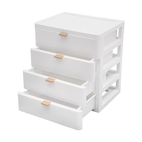 Organizador de escritorio con cajones acrílicos, 4 unidades, caja de cajones, organizador de oficina, caja de almacenamiento apilable, para suministros de oficina, artículos de papelería y accesorios
