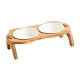 Happyyami Stainless Cat Bowl Cat Food Feeder Raised Stand Pet Water Feeder Prevents Vomiting Reduces Neck Strain