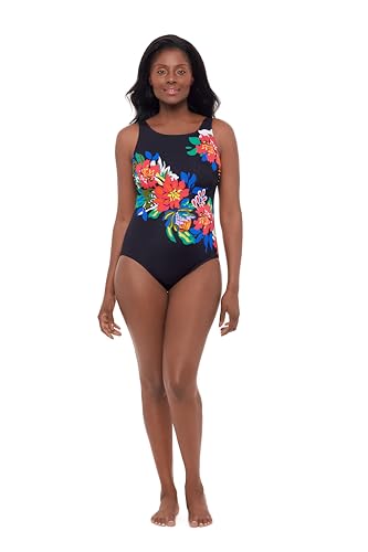 Women's Panel Scoopback Highneck One Piece Swimsuit
