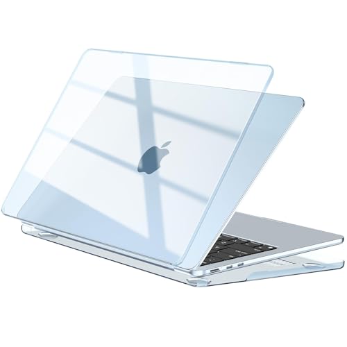 EooCoo Funda Compatible para MacBook Air 15 Pulgadas M5 A3448 M4 A3241 M3 A3114 M2 A2941 2026 2025 2024 2023 con Touch ID, Carcasa de Plástico Duro Cubierta   Cristal Azul Cielo