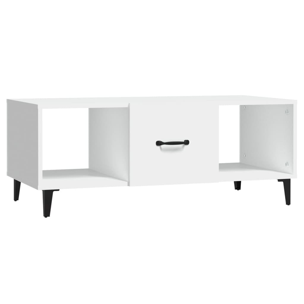 Table d'appoint élégante blanche 102 cm avec rangement de salon