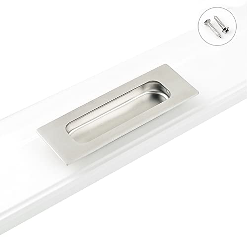 MiJunHD Recessed Flush Door Handles Stainless Steel Cabinet & Furniture Door Pulls Silver 120 * 40mm Rectangle-Hidden Holes Rectangle Handles/Pulls for Interior & Closet Doors