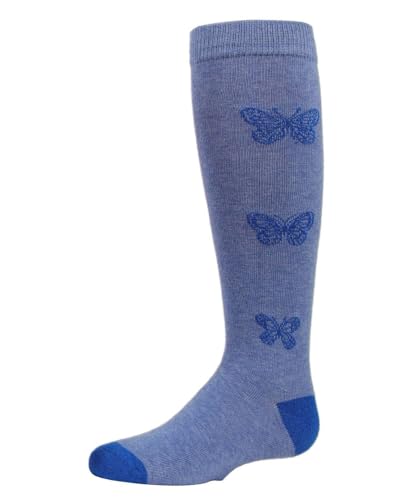 MeMoi Girls' Glitter Butterfly Cotton Knee High Socks