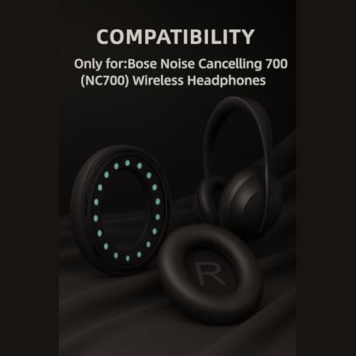 Premium Protein Leather Replacement Earpads para Bose NC700 - Almohadillas de oído de espuma viscoelástica suave con paño de limpieza y video de instalación (Compatible con auriculares Bose Noise Cancelling 700) miniatura 3